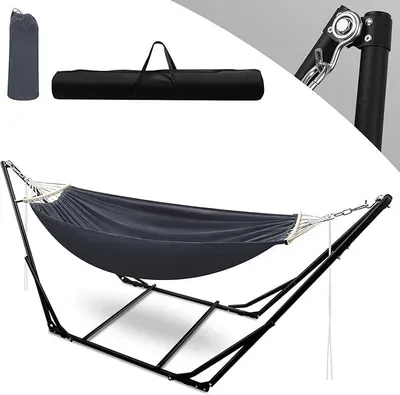 Produktbild von Hängematte mit Gestell, bis 150 kg,Metall Gestell hängematte Klappbar Garten Hängemattengestell Outdoor Hängesessel für Camping Garten Pool Balkon Mit Tragetasche Metallgestell
