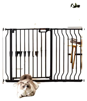 Image de Barrière de sécurité VEVOR, Barrière d'escalier, 749-1229mm de largeur, Barrière pour enfants, Barrière pour animaux domestiques, Barrière d'escalier, Réversible 762mm de hauteur, Barrière bébé noire sans perçage