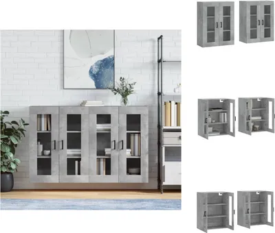 Produktbild von vidaXL Wandschränke 2 Stk. Betongrau Holzwerkstoff -  Sideboards