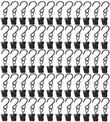 Image de Crochets métalliques pour rideaux - 60 pièces - Argent et noir - Décoration