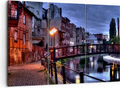 Produktbild von Bild auf Leinwand - Leinwandbild - Architektur Altstadt Stadt Fluss - 105x70cm - Wand Bild - Wanddeko - Leinwanddruck - Bilder - Kunstdruck - Leinwand bilder - Wandkunst - CE105x70-0500