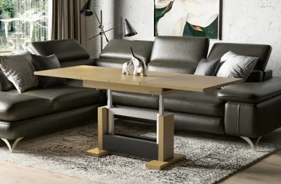 Image de Endo-Möbel Table basse Kella 110-170 extensible réglable en hauteur avec rallonge synchrone (chêne naturel)