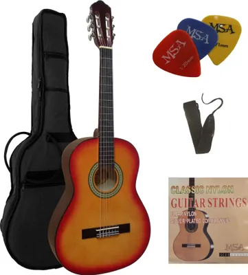 Produktbild von Msa Konzertgitarrenset - 1/2 Kinder Gitarre Sunburst Im Set - Tasche Band Saiten Pleks J1