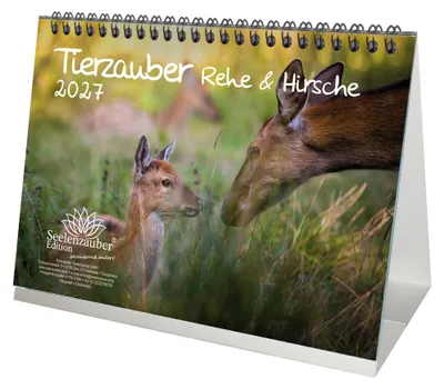 Produktbild von Tierzauber Rehe & Hirsche DIN A5 Tischkalender 2027 - Seelenzauber