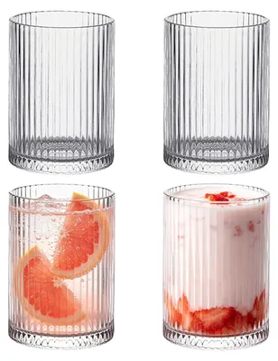 Rippenglas-Set 4er, 280 ml, robustes Glas, für Getränke