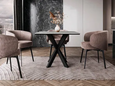 Obrázok produktu pre Dizajnový jedálenský stôl 90x90 MUKILTEO - betón / čierny