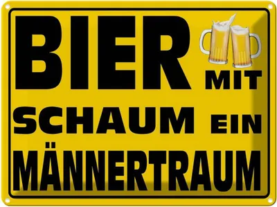 Produktbild von vianmo Blechschild 30x40 cm Bier mit Schaum ein Männertraum Spruch Zitat