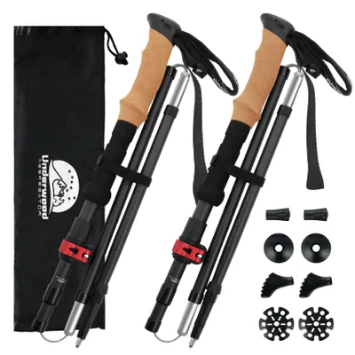 Obrázok produktu pre Trekingové palice karbónové, nastaviteľné, čierne, pre turistiku