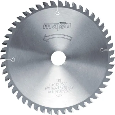 Image de mafell Lame de scie-HM 160 x 1,2/1,8 x 20 mm, Z 48, FZ/TR, pour panneaux stratifiés (Trespa) - 92569