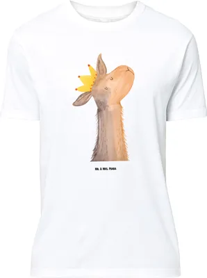 Produktbild von Mr. & Mrs. Panda Größe L T-Shirt Lamakopf König - Weiß - Geschenk, Mama, mit Spruch, Vorgesetzter, Papa, Lama, Abitur, Tshirt, Shirt