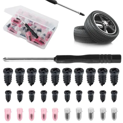 Produktbild von 30 Stück Reifenreparaturset, inklusive Gummischrauben und Schraubendreher