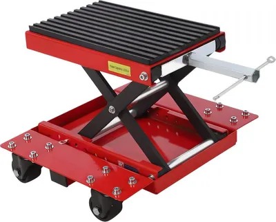 Produktbild von Motorradheber 544 kg ATV Scherenlift mit X-Rahmen, Zwenkrädern & Handkurbel – Werkstatt Motorradlift für Garage – Rot