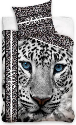 Produktbild von Unyqoos® Bettbezug Leopardenmuster – 140x200 cm Einzelbett, Grau, 100% Baumwolle, inkl. 1 Kissenbezug 60x70 cm, Reißverschluss
