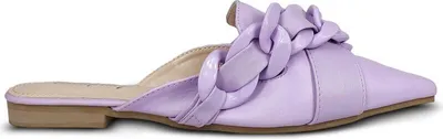 Produktbild von Damen Slipper mit Kette Elegant Slip On Sandalen Badelatschen Erio Lila Gr.38