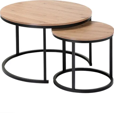 Produktbild von Set aus 2 stapelbaren runden Beistelltischen - L70 cm