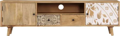 Image de vidaXL Armoire TV 140x30x40 cm en bois massif de manguier
