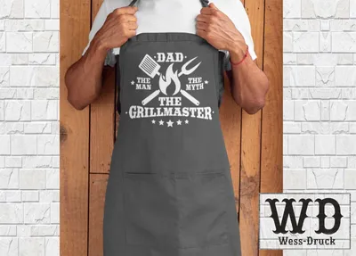 Produktbild von Wessdruck The Grillmaster Kochschürze Dunkelgrau Weiß