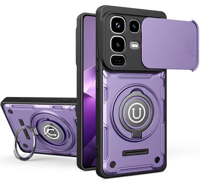 Produktbild von Magnetische Handyhülle für Infinix Note 50 4G / Note 50 Pro 4G mit Kameraschutz Schieber, Ringhalter und Ständer, Stoßfeste Hülle Lila