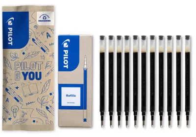 Produktbild von PILOT - 10 + 1 Gratis Nachfüllungen BLS-G2-7 - Kompatibel mit 0,7 mm Gel-Rollern G2, G2 Plus, B2P Gel - Intensive, nicht radierbare Gel-Tinte - Schwarz - Mittlere Spitze