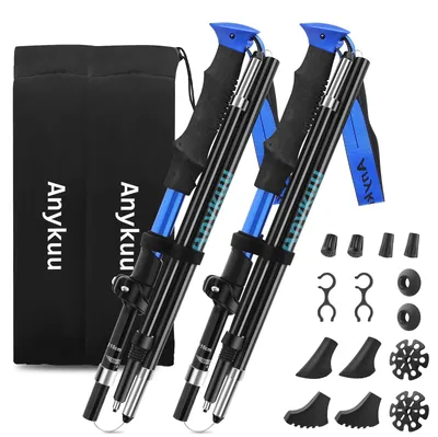 Obrázok produktu pre Skladacie turistické palice, hliník 7075, nastaviteľné od 110 do 130 cm