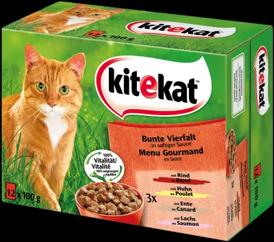 Produktbild von KITEKAT Portionsbeutel Multipack Bunte Vierfalt in Sauce 1 x 12 x 100g