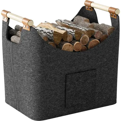 Image de Panier en bois pliable, sac en feutre, 60 litres, avec poignée
