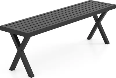 Produktbild von COSTWAY 3-Sitzer Gartenbank Metall wetterfest, Sitzbank ohne Rückenlehne, Balkonbank, Parkbank, Metallbank bis 360kg belastbar, 138x36x46cm