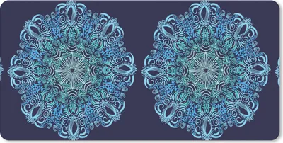 Produktbild von MuchoWow® Schreibtischunterlage Mandala - Blau - Muster 80x40 cm - XXL Mauspad - Gaming Mauspad