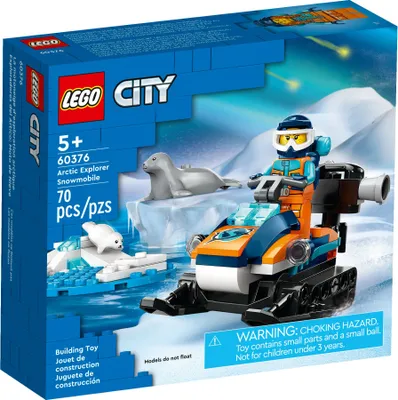 Produktbild von LEGO 60376 City Arktis-Schneemobil, Konstruktionsspielzeug-Set mit 3 Tier-Figuren und einer Explorer-Minifigur, Spielzeug für Kinder ab 5 Jahren