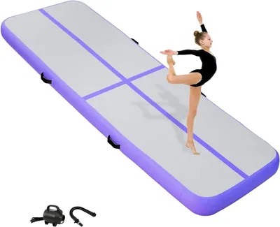 Produktbild von Aufblasbare Gymnastikmatte – Turnmatte – Fitness und Outdoor – Premium-PVC-Material – 400 x 100 x 20 cm – Grün