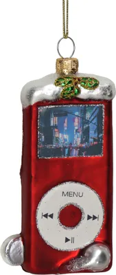 Produktbild von Christbaumschmuck 12,3cm Glas MP3 Player Figur Rot