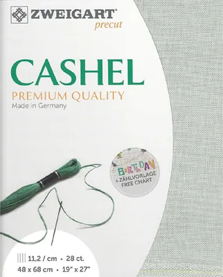 Produktbild von Zählstoff CASHEL Zweigart Precut 28 ct. 3281 Farbe 718 grau, Handarbeitsstoff aus 100% Leinen für Stickerei 48x68 cm
