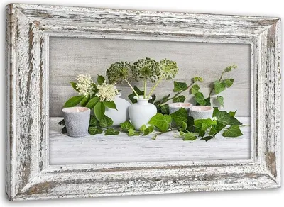 Produktbild von Leinwandbild stilleben im shabby-chic-stil 120x80 cm Feeby grau wandbild bereit zum aufhängen