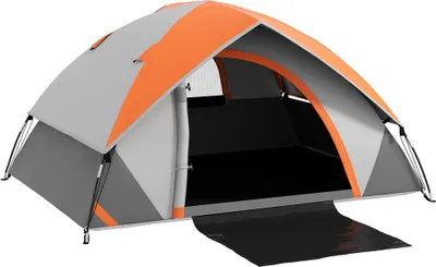 Produktbild von Campingzelt - 2-Personen 4-Jahreszeiten - Wassersäule 3000 mm - 201T Polyester - 210×150×110 cm - Leicht - Tür/Fenster & Tragetasche - Grau