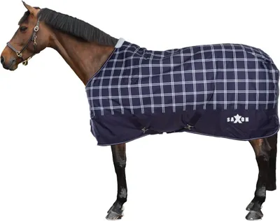 Obrázek produktu pro Saxon - "Defiant" Standardní šachovnicový koberec pro koně WB1583 (213 cm) (námořnická modrá/bílá)