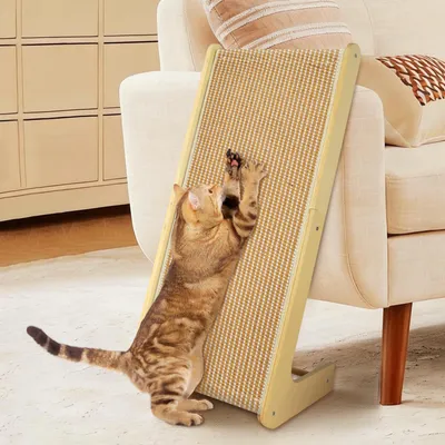 Kratzbrett für Katzen, L-Form, Sisal, 69 cm, für Wand und Ecke