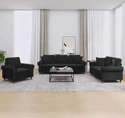 Immagine prodotto di Maison Exclusive - Set divano a 3 pezzi con cuscini in velluto nero