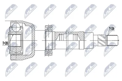 Produktbild von NTY Gelenksatz Antriebswelle Vorne Rechts Getriebeseitig für FORD MONDEO IV Turnier (BA7) NPW-FR-081