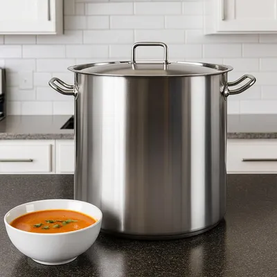 Produktbild von Edelstahl XXL Kochtopf mit Deckel – 40 x 40 cm – großer Gastronomie Topf – Profi Suppentopf für Großküche, Catering & Vereine