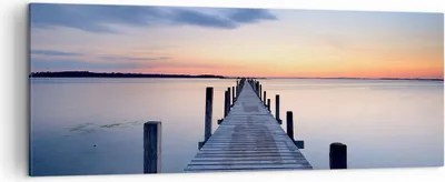 Produktbild von Bild auf Leinwand - Leinwandbild - Sonnenuntergang See Wasser Brücke - 140x50cm - Wand Bild - Wanddeko - Leinwanddruck - Bilder - Kunstdruck - Leinwand bilder - Wandkunst - AB140x50-2508