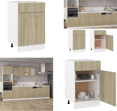 Image de vidaXL Armoire basse à tiroirs Chêne Sonoma 50x46x81,5 cm Bois composite - Armoire basse à tiroirs - Armoire de cuisine - Armoires de cuisine