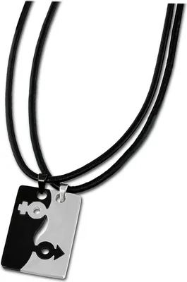 Image de Amello Collier en acier inoxydable Femme Bijoux 55cm scintillant argent noir ESK002S
