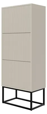 Obrázek produktu pro Selsey VELDIO - Botník se 3 záklopkami, béžový s černým kovovým rámem, 50 cm