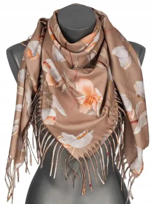 Produktbild von Versoli RCC28-4 Damen Schal Blumenmuster mit Fransen Beige