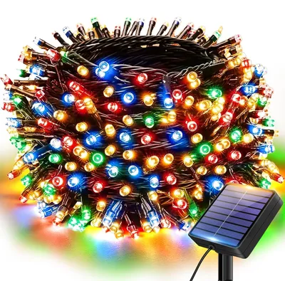 Solar-Lichterkette 6 m, 60 LEDs, IP65, 8 Modi, für außen