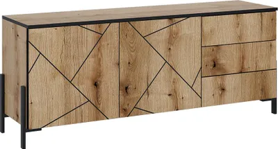 Produktbild von Lowboard Vicco Hatto Eiche 150 x 60 cm mit Türen und Schubladen, Model 56520