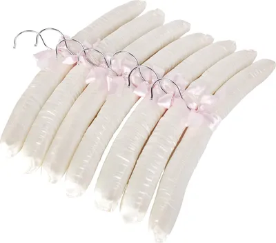 Productafbeelding van 38,6 cm luxe satijnen gewatteerde blousehangers voor jurken - Set van 10 - Bruidskleding - Lingerie - In crèmewit
