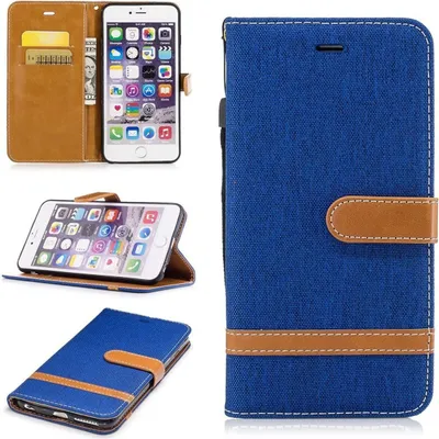 Produktbild von Tasche für Apple iPhone 6s Plus Jeans Cover Handy Schutz Hülle Case Blau