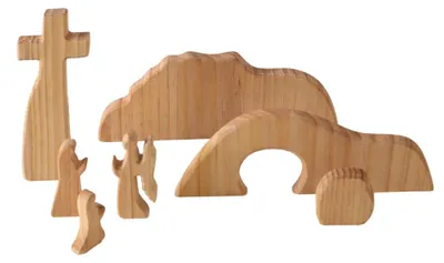 Holz-Osterkreuz-Set, 7-teilig, Osterdekoration, 23x8,9 cm