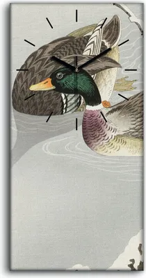 Produktbild von Wanduhr Uhr Wandbild Leinwand 30x60 Malerei Asiatische Tiere Vögel Wasser Kunst - schwarze Hände